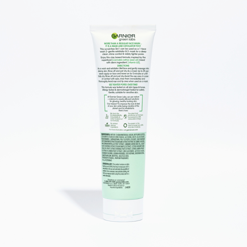 Garnier Green Labs Canna-B Pore Perfecting 3 in 1 Clay Cleanser 130ml